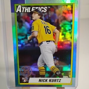 Athletics Nick Kurtz Holographic Baseball Card - Yellow Jersey